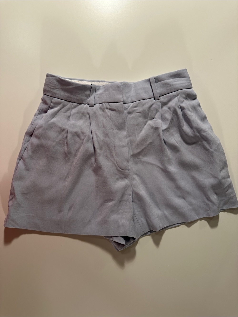 Babaton Light Gray High-Waist Pleated Bermuda Shorts